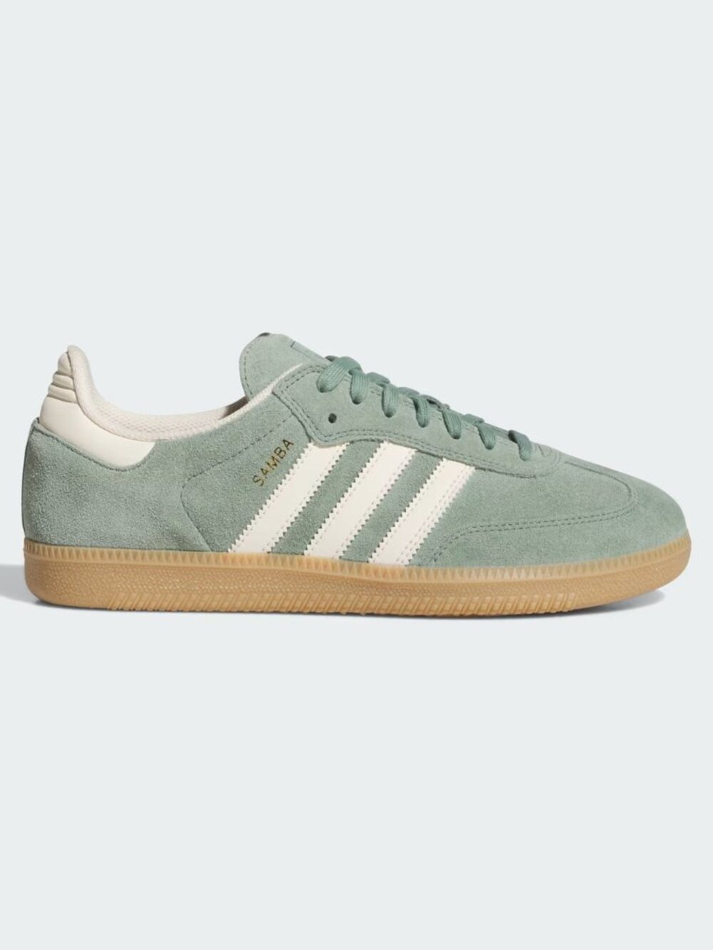 ADIDAS SAMBA ADV SHOES - SZ W6/M5 - SILVER GREEN / WONDER WHITE / GOLD METALLIC